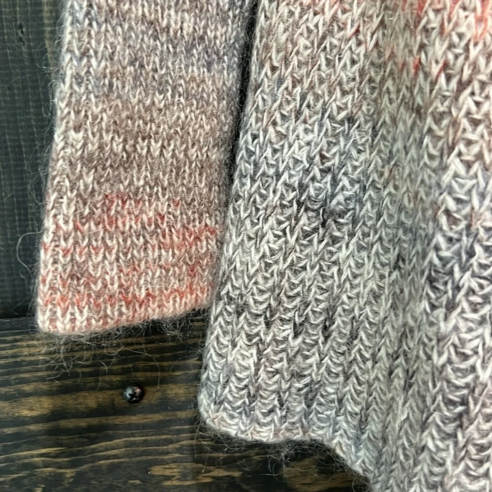 Anthropologie Knitted & Knotted Cody Peplum Cardigan Ombre L Wool Grey Boho Chic
